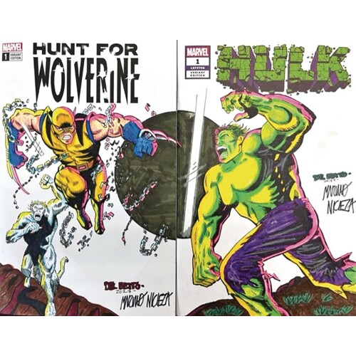 DF TWO PIECE CONNECTING VAR NICIEZA & DELBEATO HULK SKETCH (