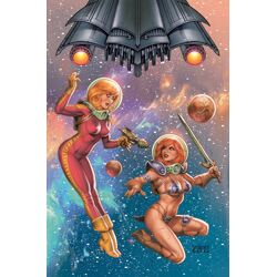 RED SONJA BARBARELLA #1 CVR I JOSEPH MICHAEL LINSNER METAL PREMIUM VAR