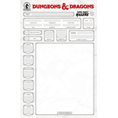 Dungeons & Dragons: Total Party Killers #1 Cvr E Blank Cover-Character Sheet Var