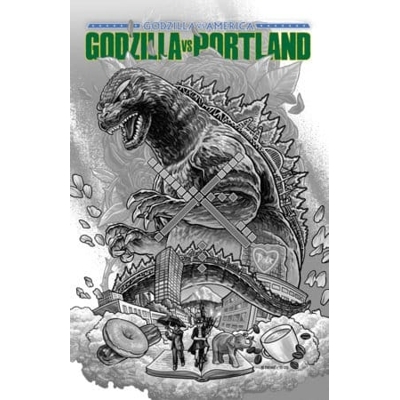 Godzilla vs America Portland 2nd Ptg Benjamin Dewey Var